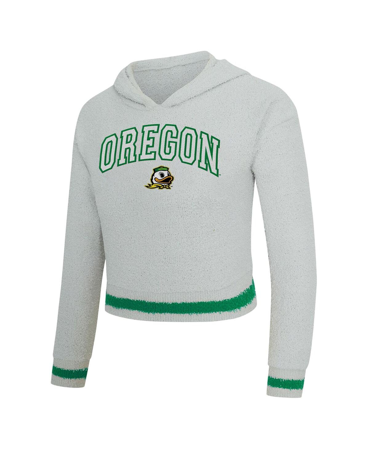 Concepts Sport Women's 2-piece Gray/green Oregon Ducks Whitley Long Sleeve Hoodie Top And Shorts Set In White