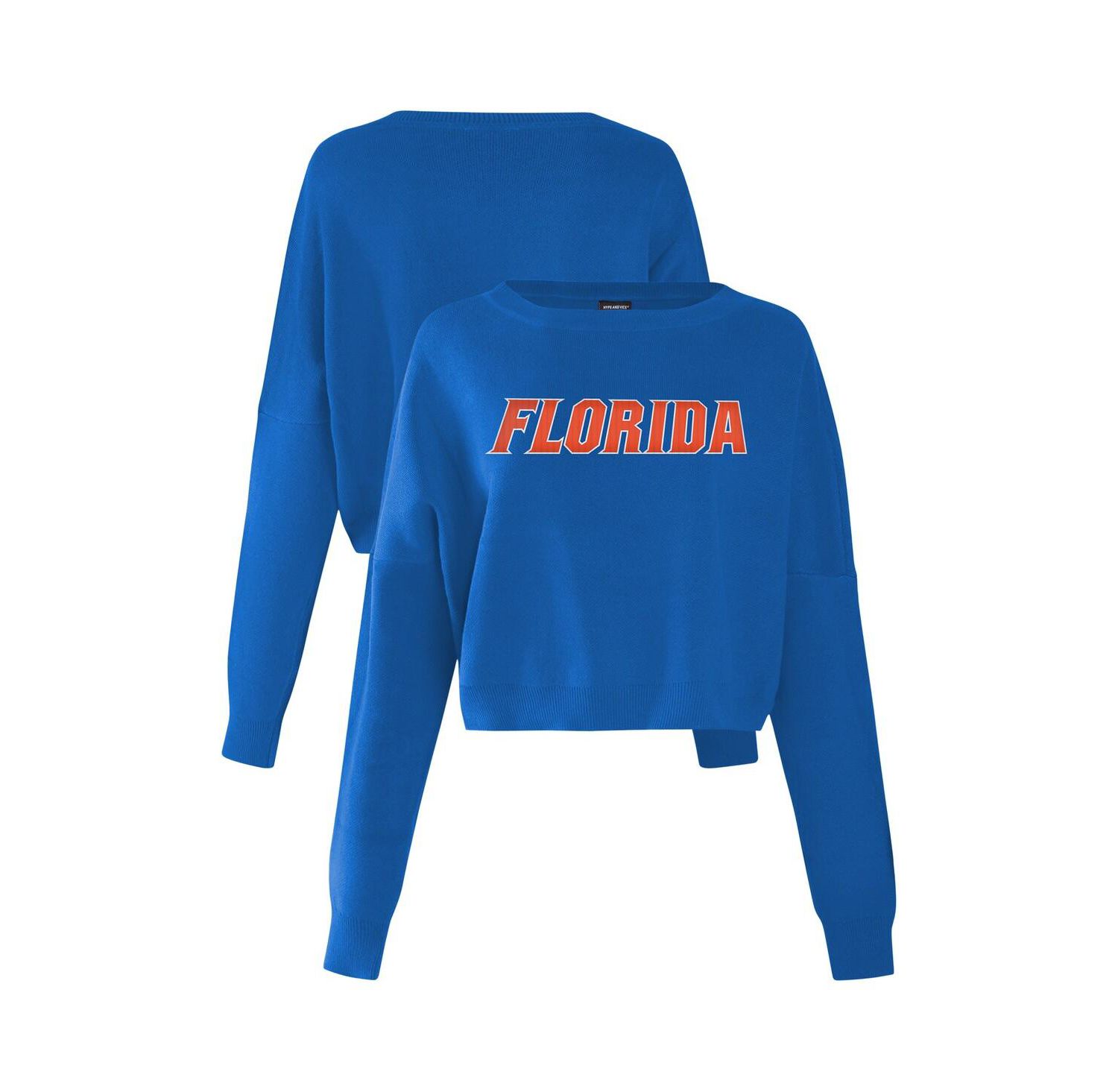 Women's Royal Florida Gators Oversized Cropped Ivy Knit Pullover Sweater