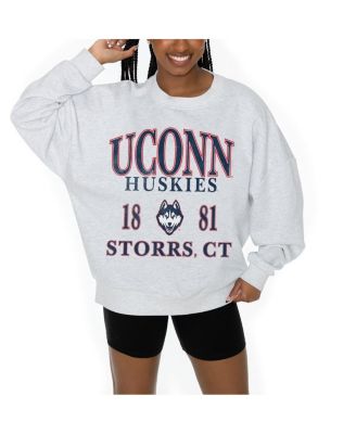 Women's Ash UConn Huskies Premium Fleece Pullover Sweatshirt