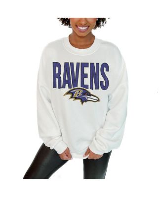 Gameday Couture - Women's White Baltimore Ravens Just Go With It Oversized Long Sleeve Crewneck Sweatshirt