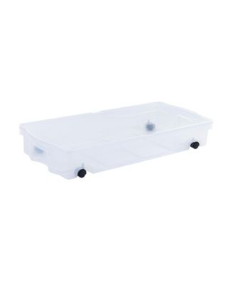 70 Qt Under Bed Wheeled Storage Boxes with Dual Hinged Lids (2 Pack)