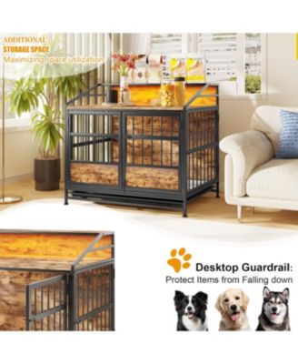 Wooden Dog Crate Furniture with Storage - Brown