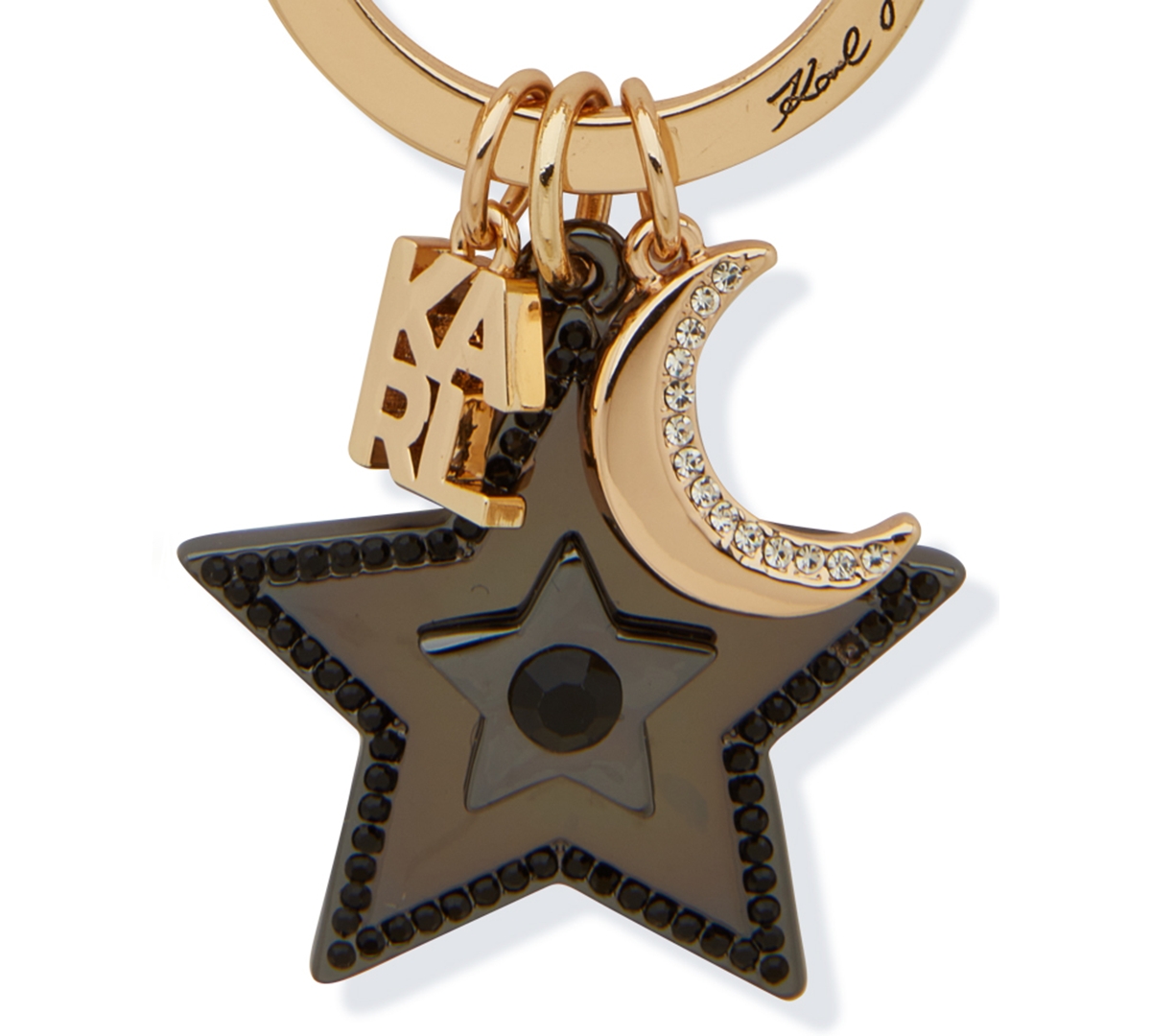 Karl Lagerfeld Star And Moon Charm Keychain In Multi