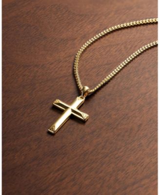 Men's Gold Cross Pendant Necklace with 21" Curb Chain