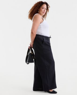 Plus Size Pull-On Utility Wide-Leg Jeans, Macy's Exclusive