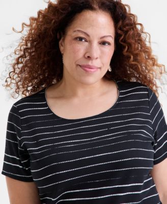 Plus Size Printed Scoop-Neck Short-Sleeve T-Shirt, Macy's Exclusive