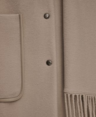 Women's Snap Button Scarf Coat