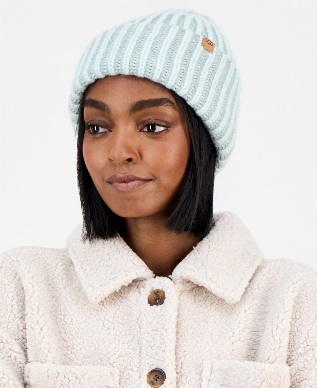 Ugg Chunky Plaited Beanie In Green