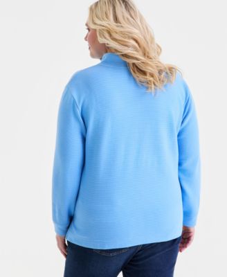 Plus Size Corded Knit Mock Neck Sweatshirt, Macy's Exclusive