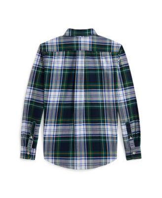 Boys' 8-20 Plaid Long Sleeve Oxford Shirt