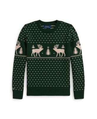 Boys' 8-20 Reindeer-Intarsia Long Sleeve Sweater