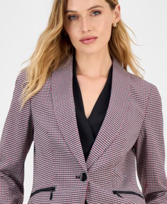 Women's Houndstooth One-Button Jacket, Regular & Petite