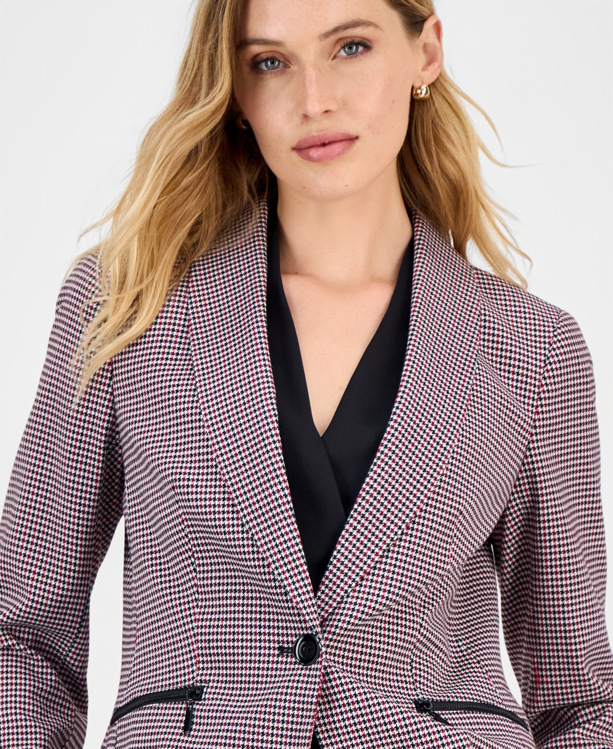 Kasper Women's Houndstooth One-button Jacket In Multi