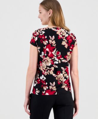 Women's Printed Cowlneck Blouse, Regular & Petite