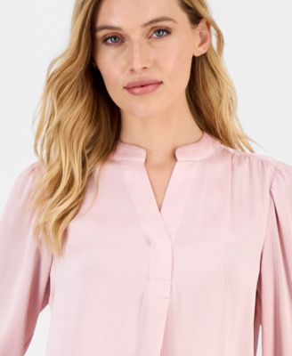 Women's Textured Satin V-Neck Blouse