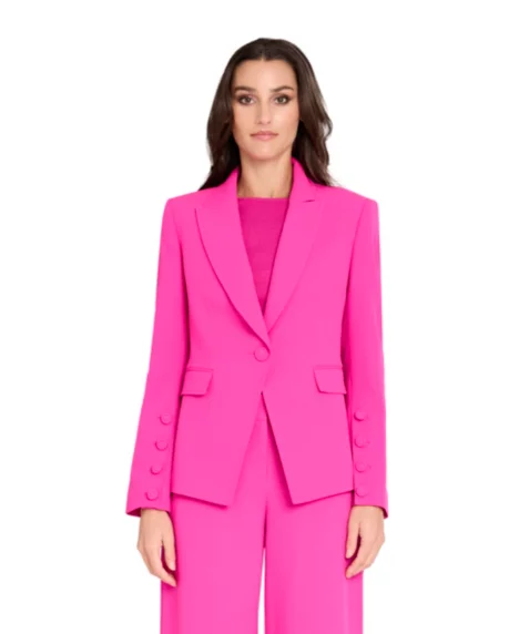 Petite Cutaway-Hem Blazer - Shocking pink
