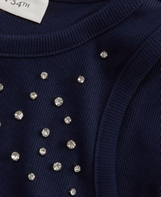 Women's Embellished Ribbed Knit Sleeveless Top, Macy's Exclusive