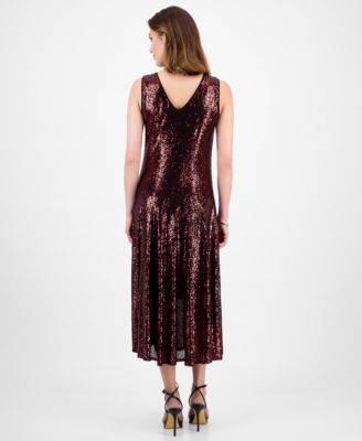 Women's Cowl Neck Sequin Midi Dress