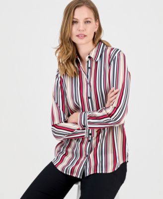 Women's Striped Button-Front Shirt, Regular & Petite