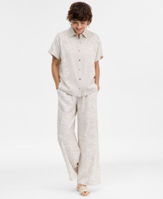 Women's Printed Button-Up Short-Sleeve Shirt, Macy's Exclusive