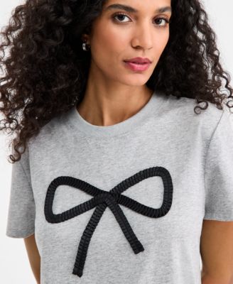 Women's Knit Heather Bow T-Shirt, Macy's Exclusive