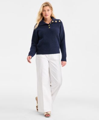 Women's Collared Button Pullover Sweater, Macy's Exclusive