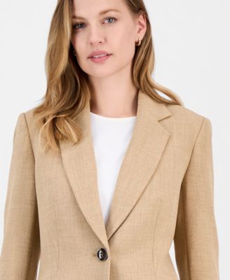 Women's Notched Collar One-Button Blazer, Regular & Petite