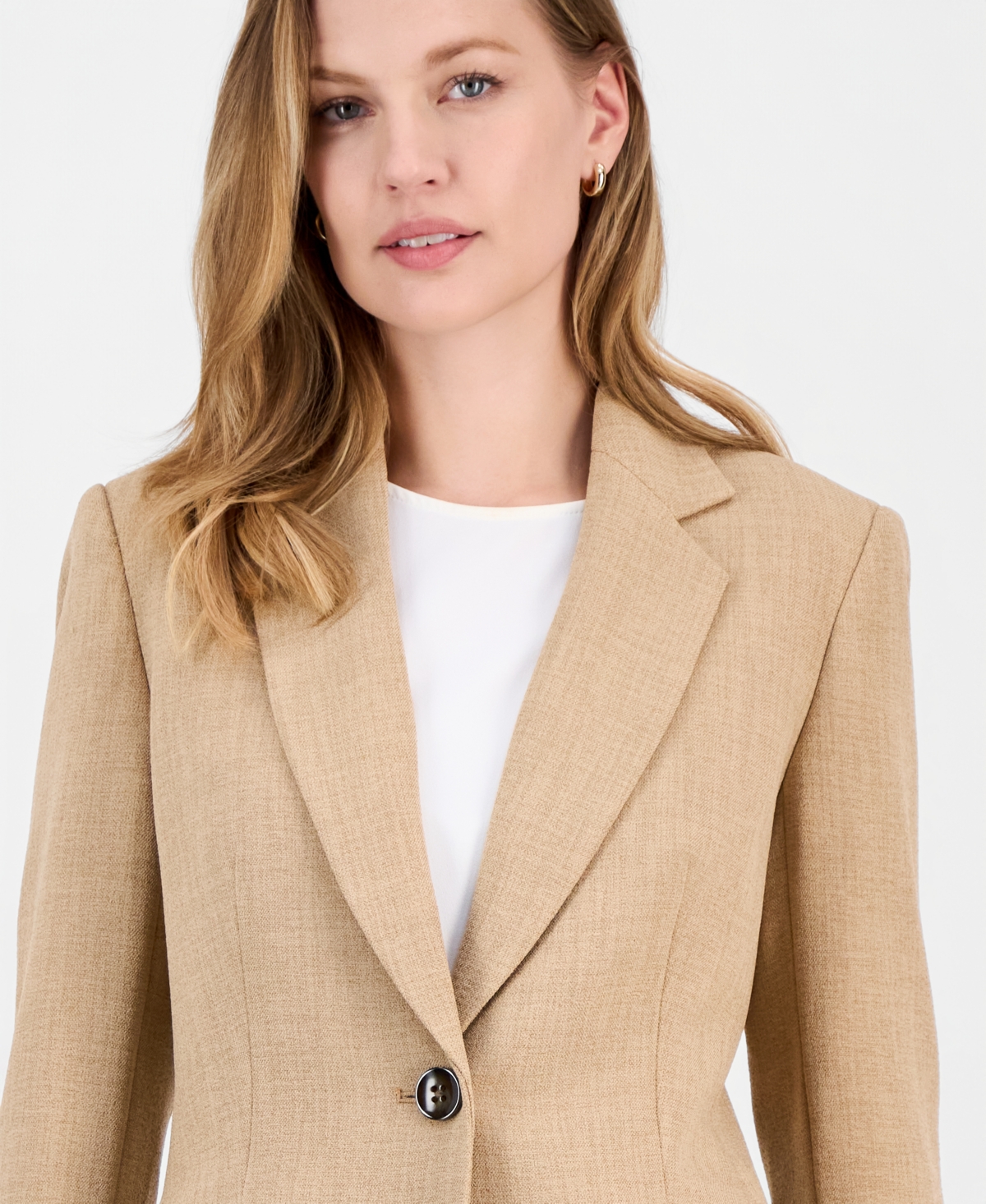 Kasper Women's Notched Collar One-button Blazer In Brown