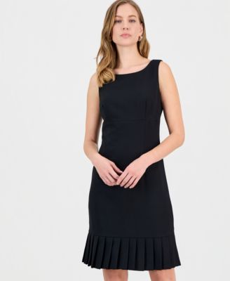 Women's Stretch-Crepe Pleat-Hem Sheath Dress, Regular & Petite 