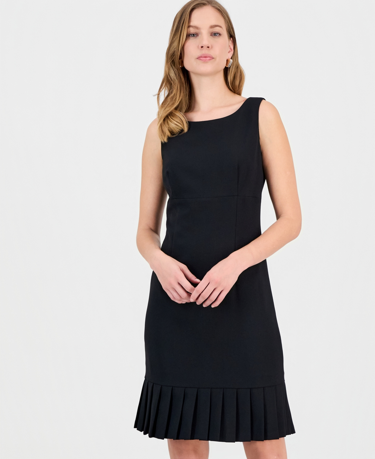 Kasper Women's Stretch-Crepe Pleat-Hem Sheath Dress, Regular & Petite