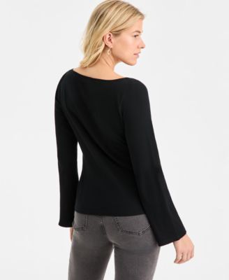 Women's Knit Boat-Neck Bell-Sleeve Top, Macy's Exclusive