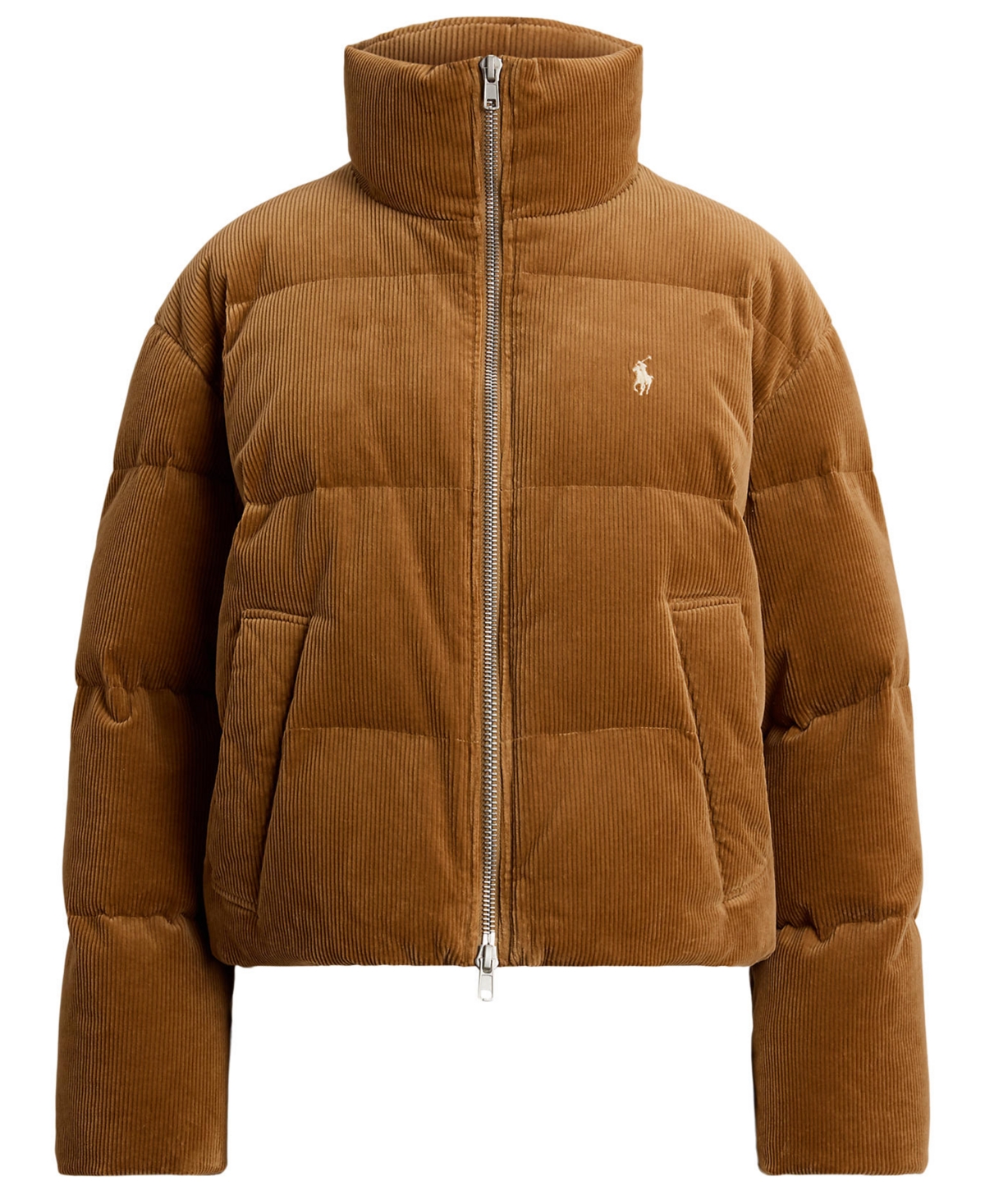Polo Ralph Lauren Corduroy Quilted Puffer Jacket In Brown