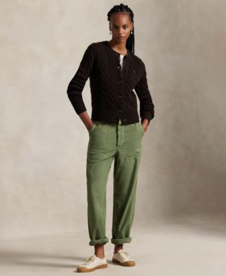 Women's Cable-Knit Wool-Cashmere Cardigan Sweater