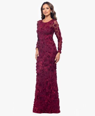 Women's Long Sleeve Rose Flower Dress