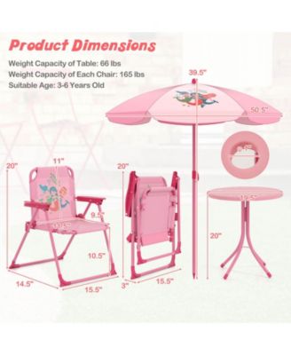 Kids Picnic Table & Chair Set with 2 Folding Chairs & Height Adjustable Umbrella