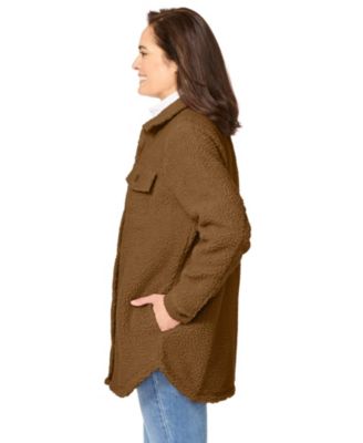 Plus Size Berber Button-Front Jacket