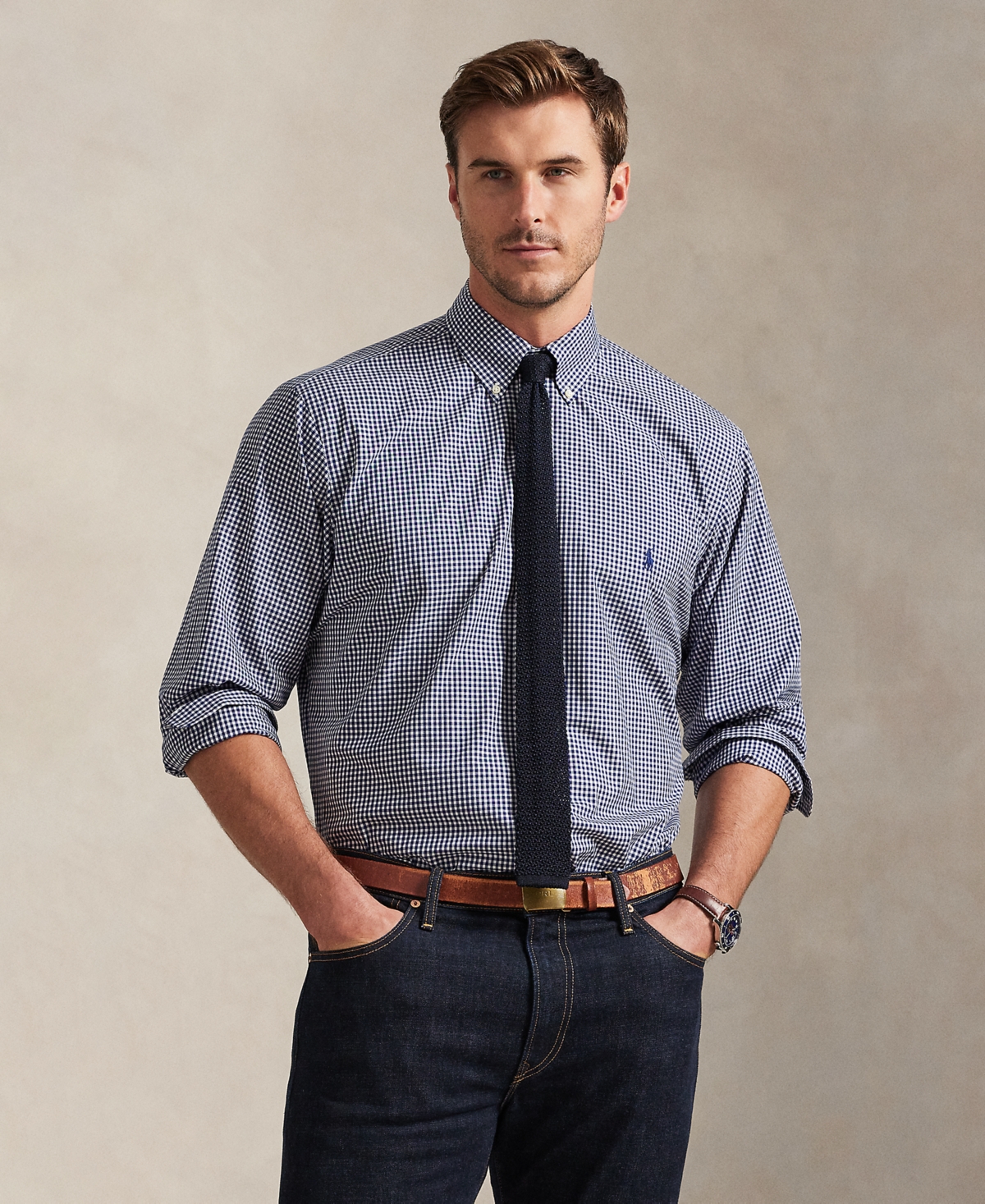 Polo Ralph Lauren Ralph Lauren Gingham Stretch Poplin Shirt In Blue