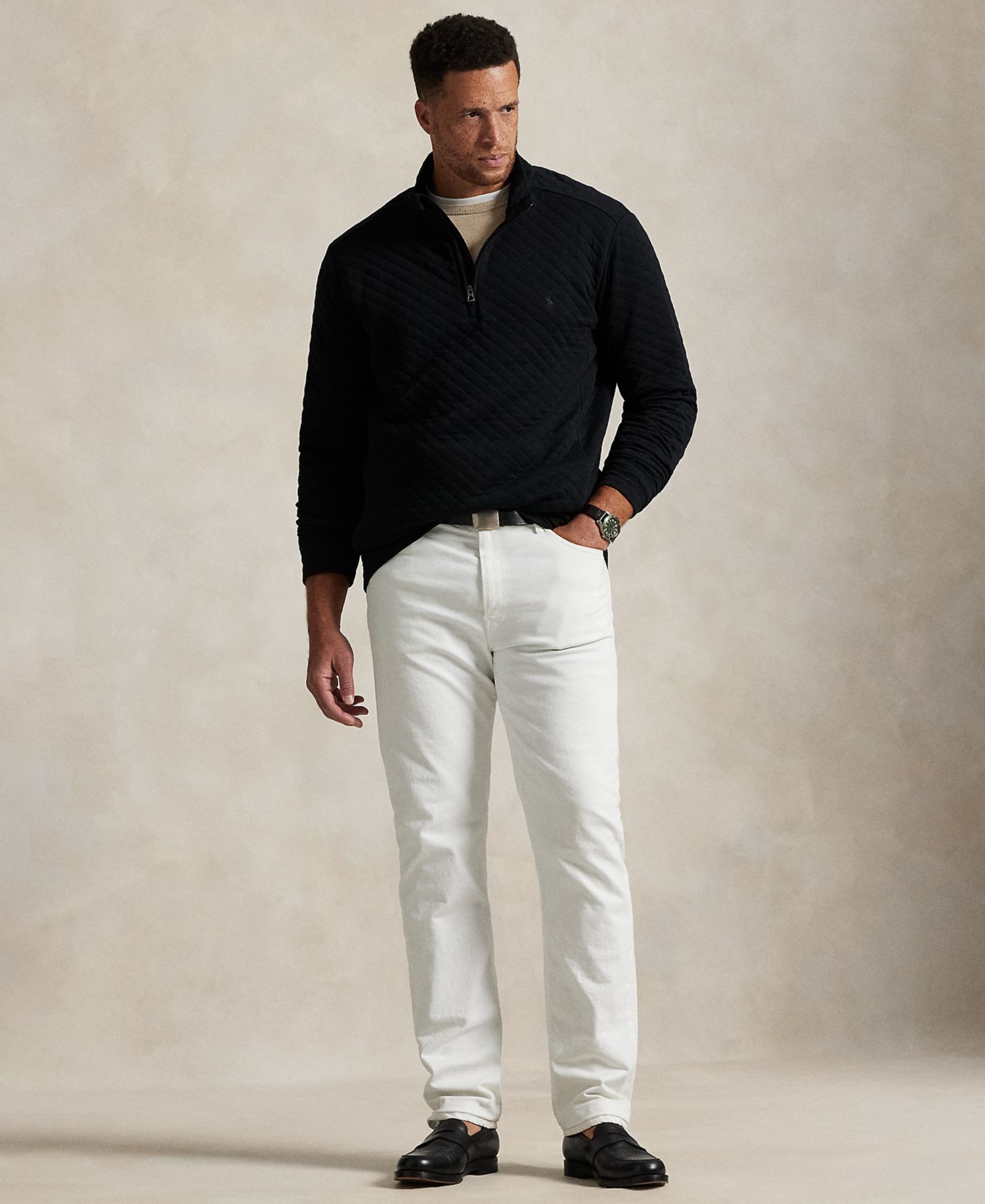 Men's Big & Tall Long-Sleeve Quilted Sweater