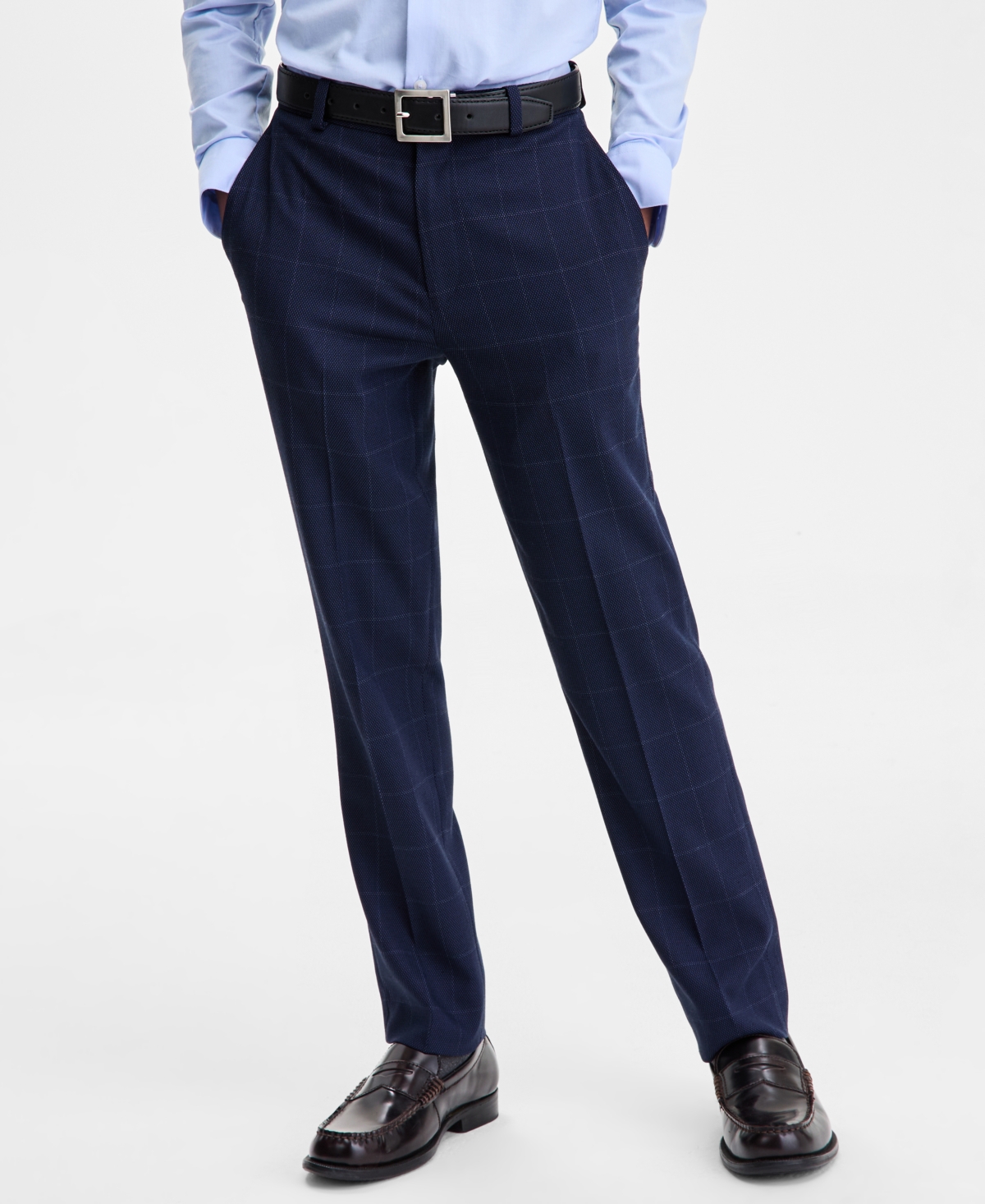 B By Brooks Brothers Boys 8-20 Blue Birdseye Window Classic Pants In Blue