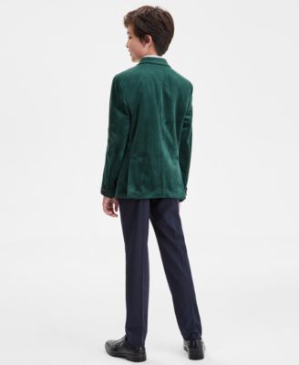 Boys 8-20 Green Velvet Knit Classic Sport Coat