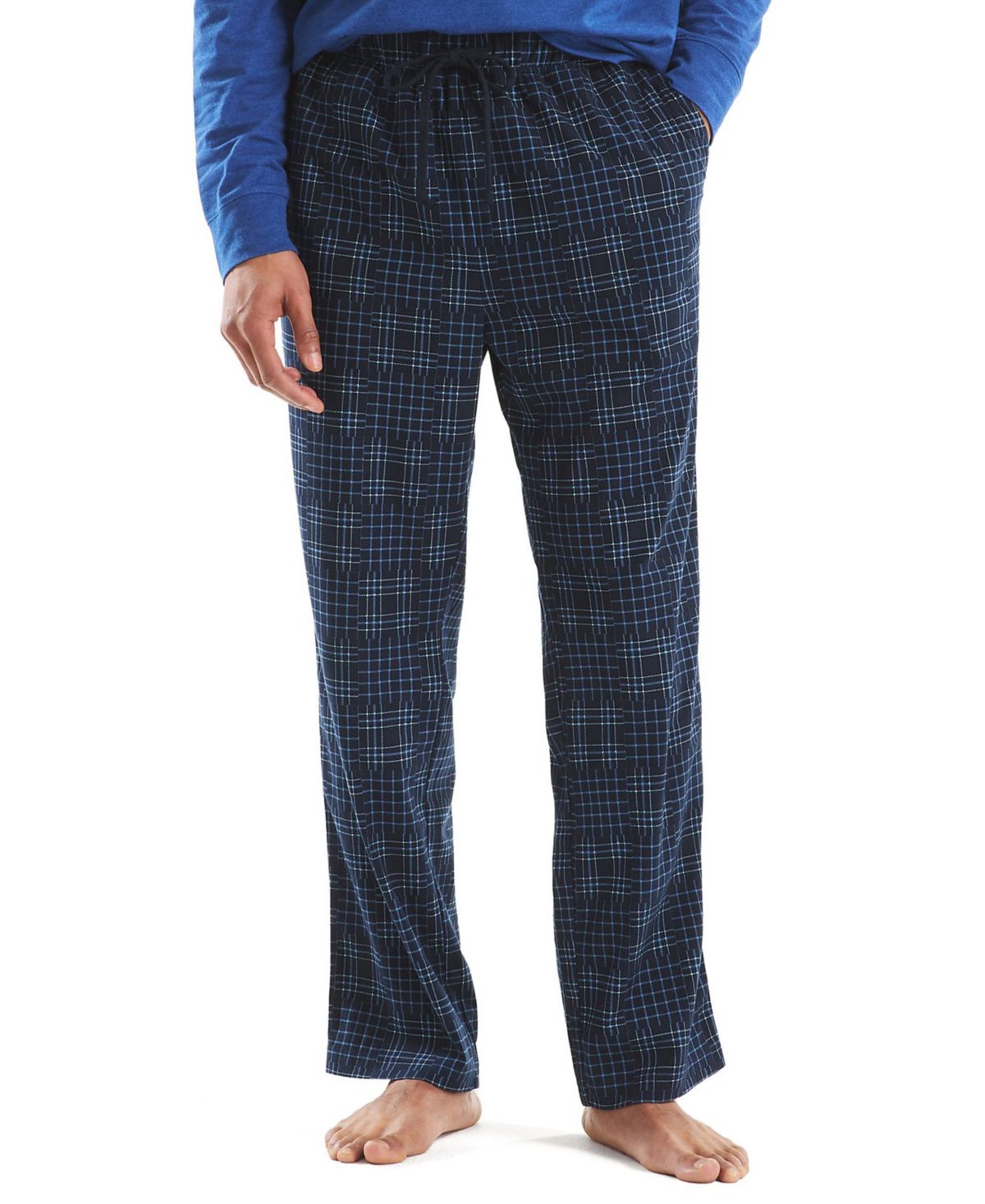 Мужские флисовые пижамные брюки в клетку в стиле пэчворк