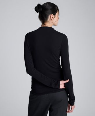 Women's Front Ruched Long Sleeve Top