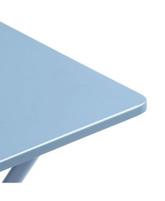 Balcony II Colorblock Steel Square Folding Outdoor Patio Table, Sky Blue