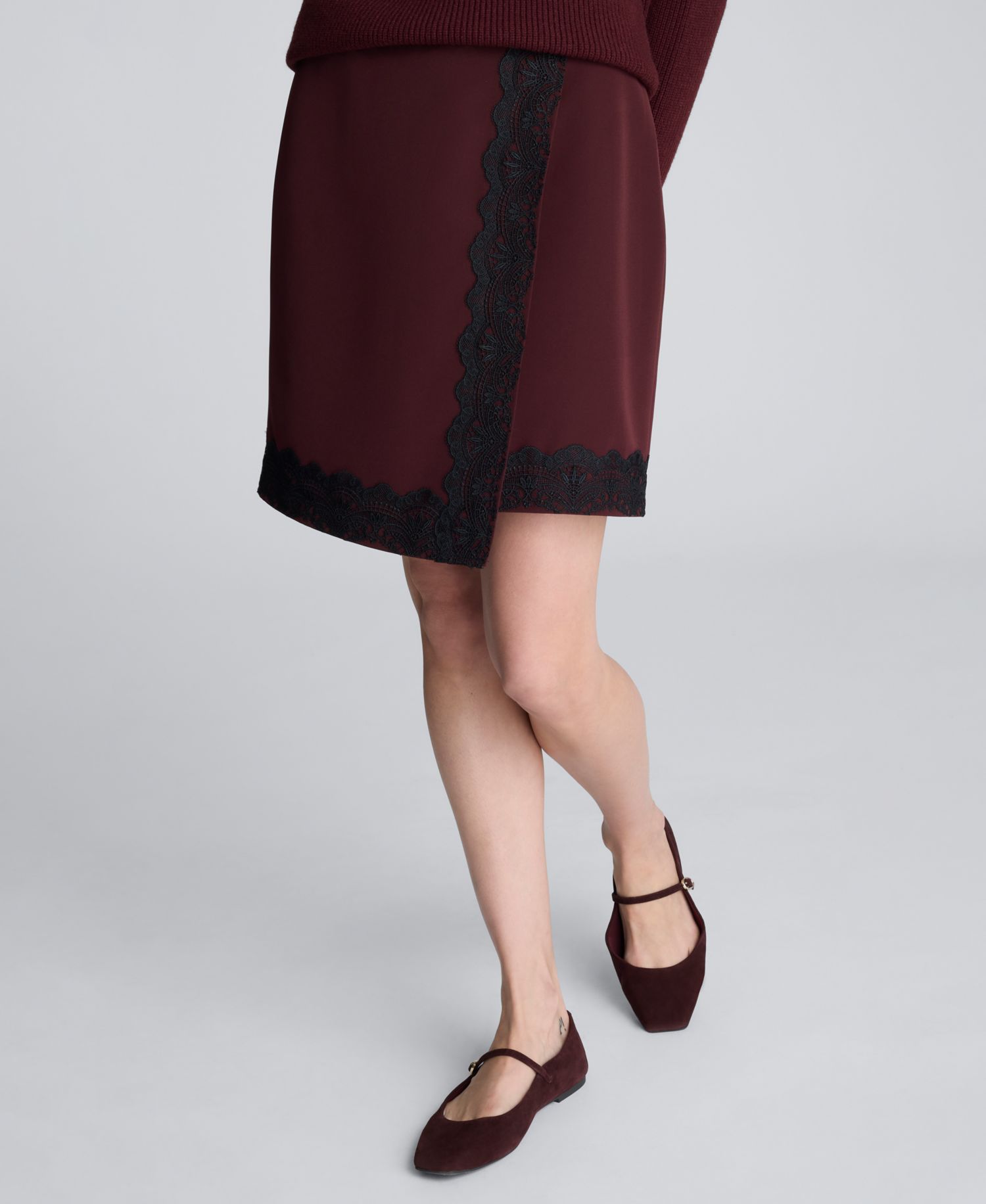 Women's Lace Trim Asymmetric Wrap Skirt