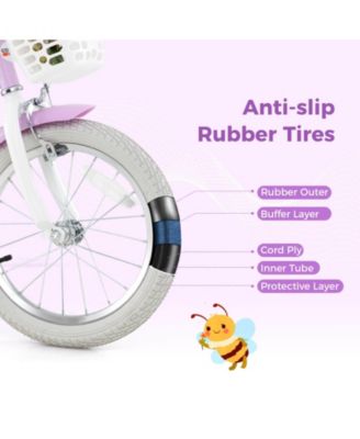 Kids Bicycle with Basket Doll Seat Colorful Streamers Training Wheels Purple