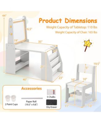 Boys Art Table and Chair Set with Easel & Chair Whiteboard & Chalkboard Paper Roll