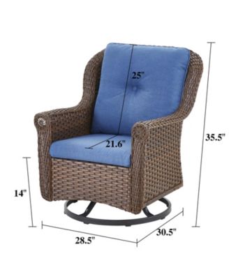 ChrysArm Wicker Patio 2-Piece Swivel Chairs Outdoor Rocking Chair with Thick Deep CushionGuard Olefin Cushion