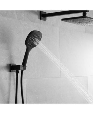 Luxurious Single Handle 2-Spray 11.53 in. Wall Mount Rectangle Shower Head with Hand Shower Faucet in Polished Chrome