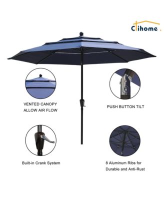 3-Tier Patio Umbrella,10ft Outdoor Patio Table Umbrella Large Umbrella Pool Umbrella For Deck, Pool, Garden, Patio，Red