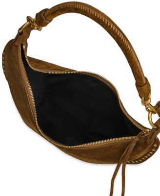Darren Small Suede Studded Crescent Crossbody Bag